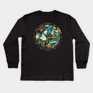 ZODIAC Libra - Astrological LIBRA - LIBRA - ZODIAC sign - Van Gogh style - 10 Kids Long Sleeve T-Shirt